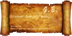 Ginter Benjámin névjegykártya